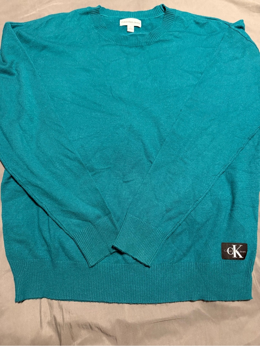 Calvin Klein Jeans Men’s Teal Crew Neck Sweater